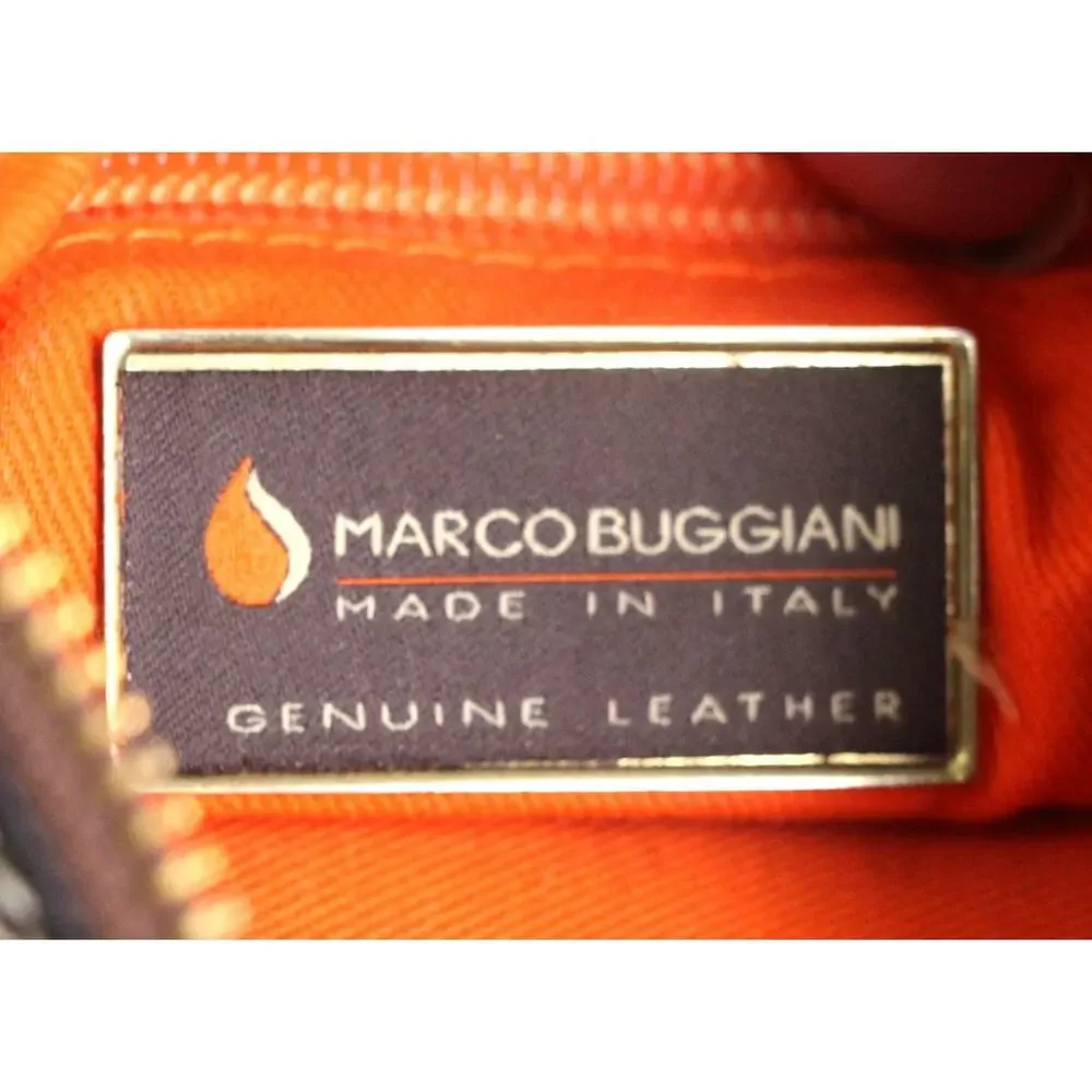 Marco Buggiani BROWN GENUINE LEATHER X-BODY ZIP TOP PURSE SHOULDER BAG HANDBAG